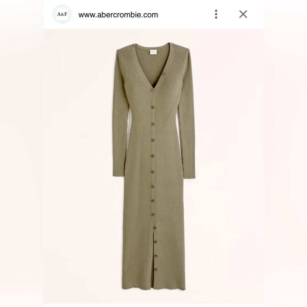 Abercrombie army green button down sweater dress, size M